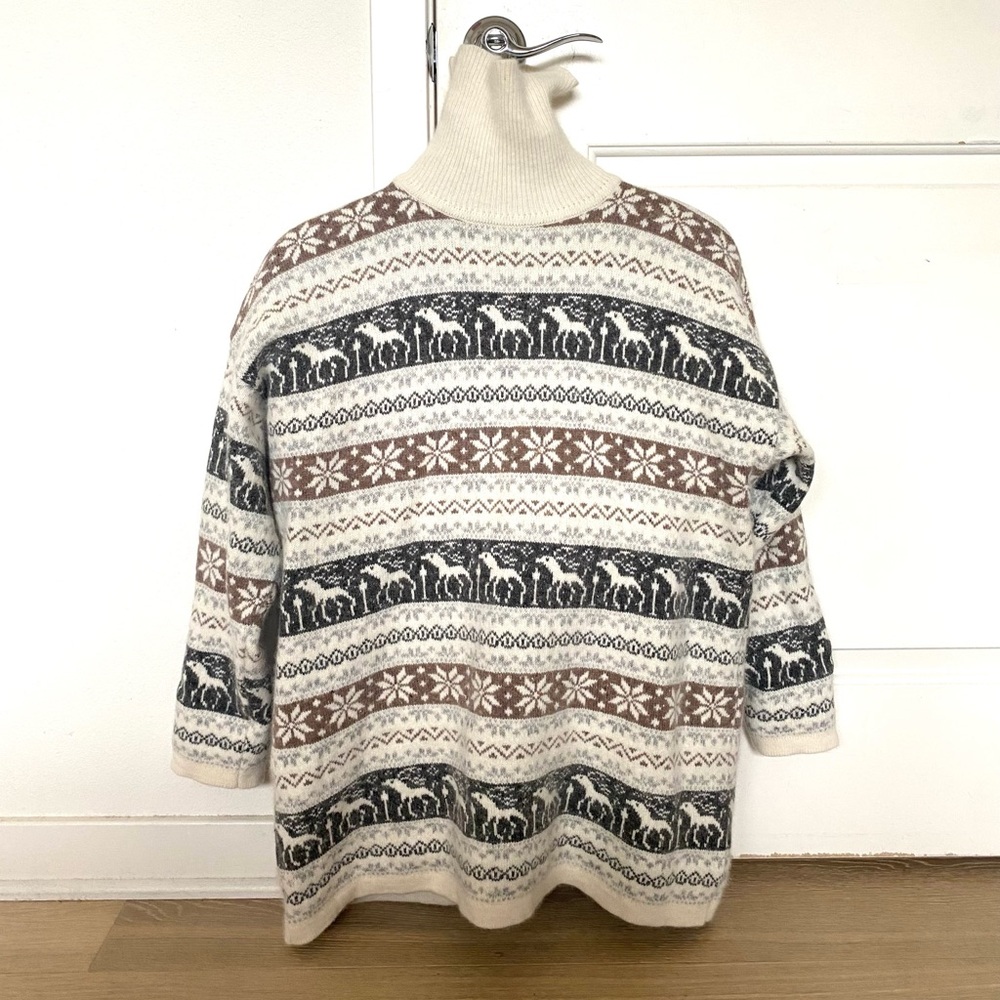 Maglia Donna turtleneck long wool fur angora sweater, Size Large